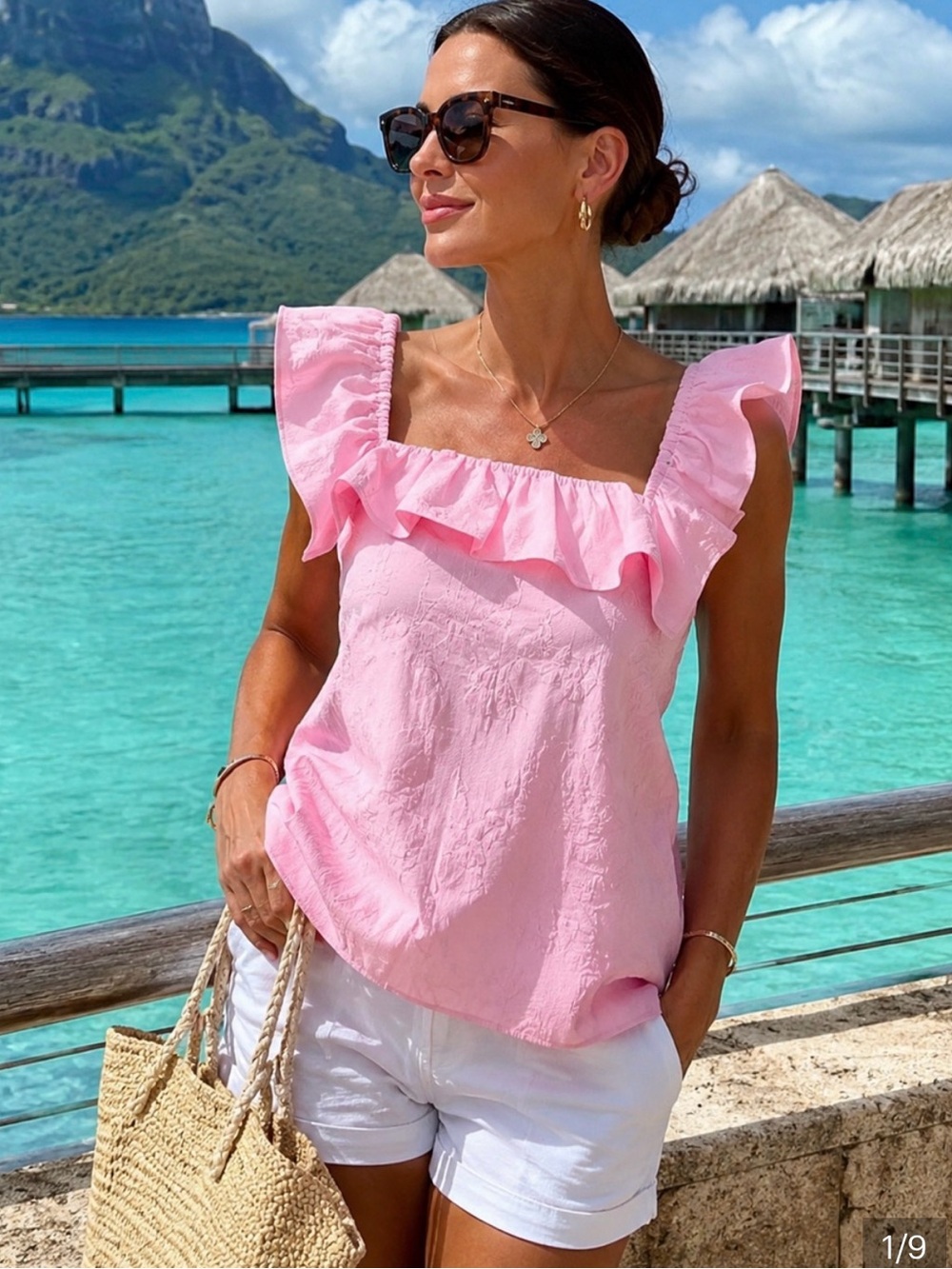 Lilly Pulitzer Zoya Pink Ruffle Square-Neck Camisole